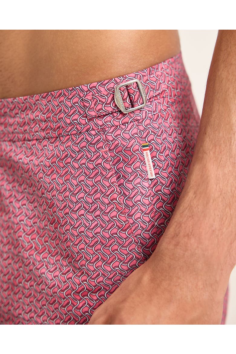 Bulldog Exclusive-Print Mid-Length Swim Shorts, Alternate, color, SUNSET PINK
