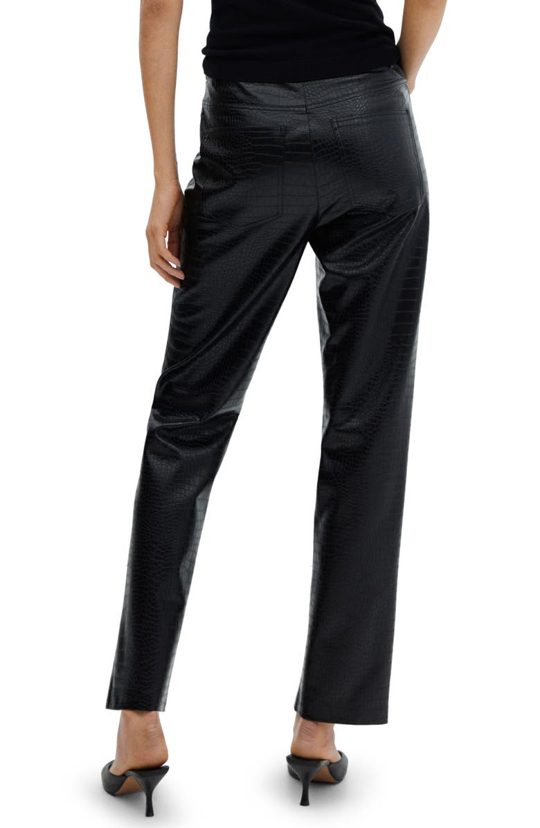 MANGO Croc Embossed Faux Leather Straight Leg Pants, Alternate, color,