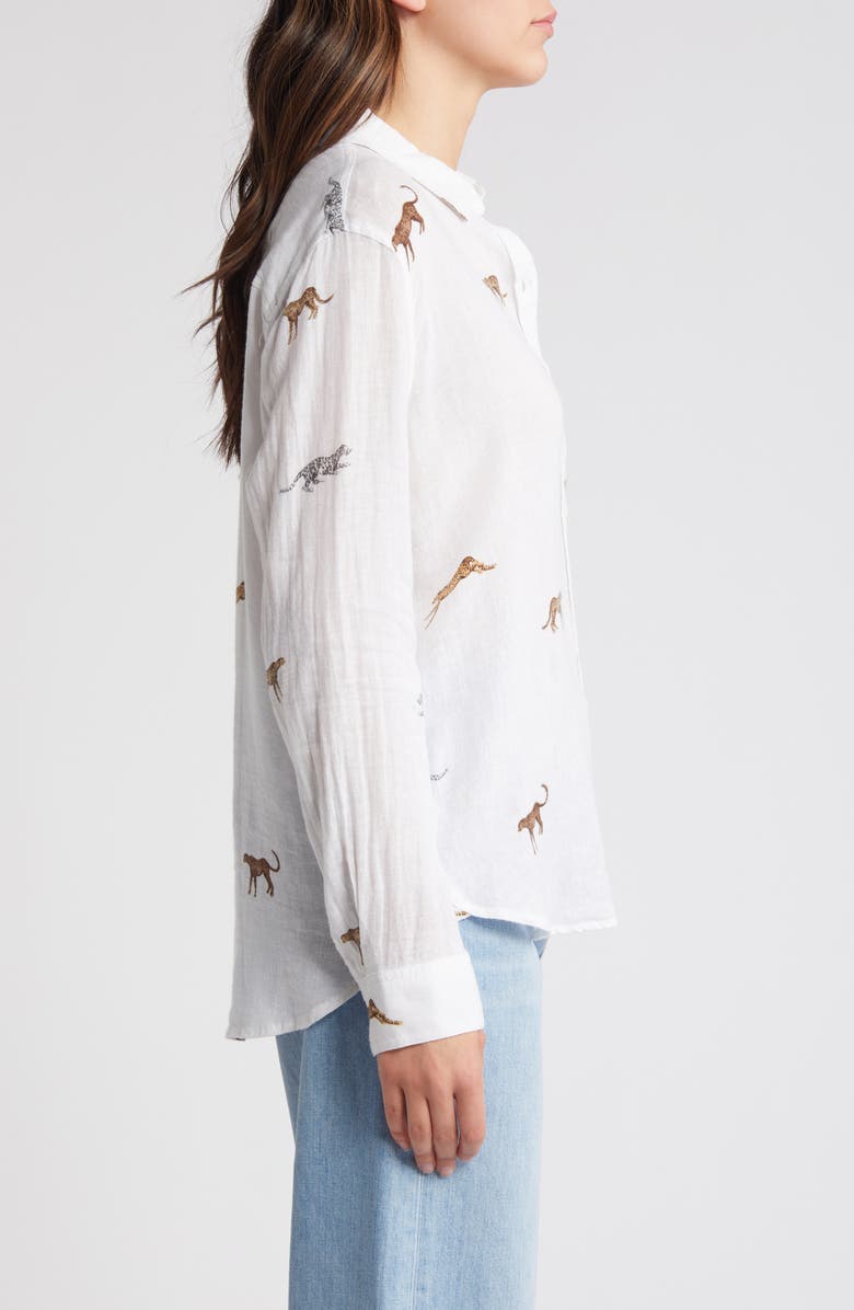 Rails Charli Cheetah Print Linen Blend Button-Up Shirt, Alternate, color,