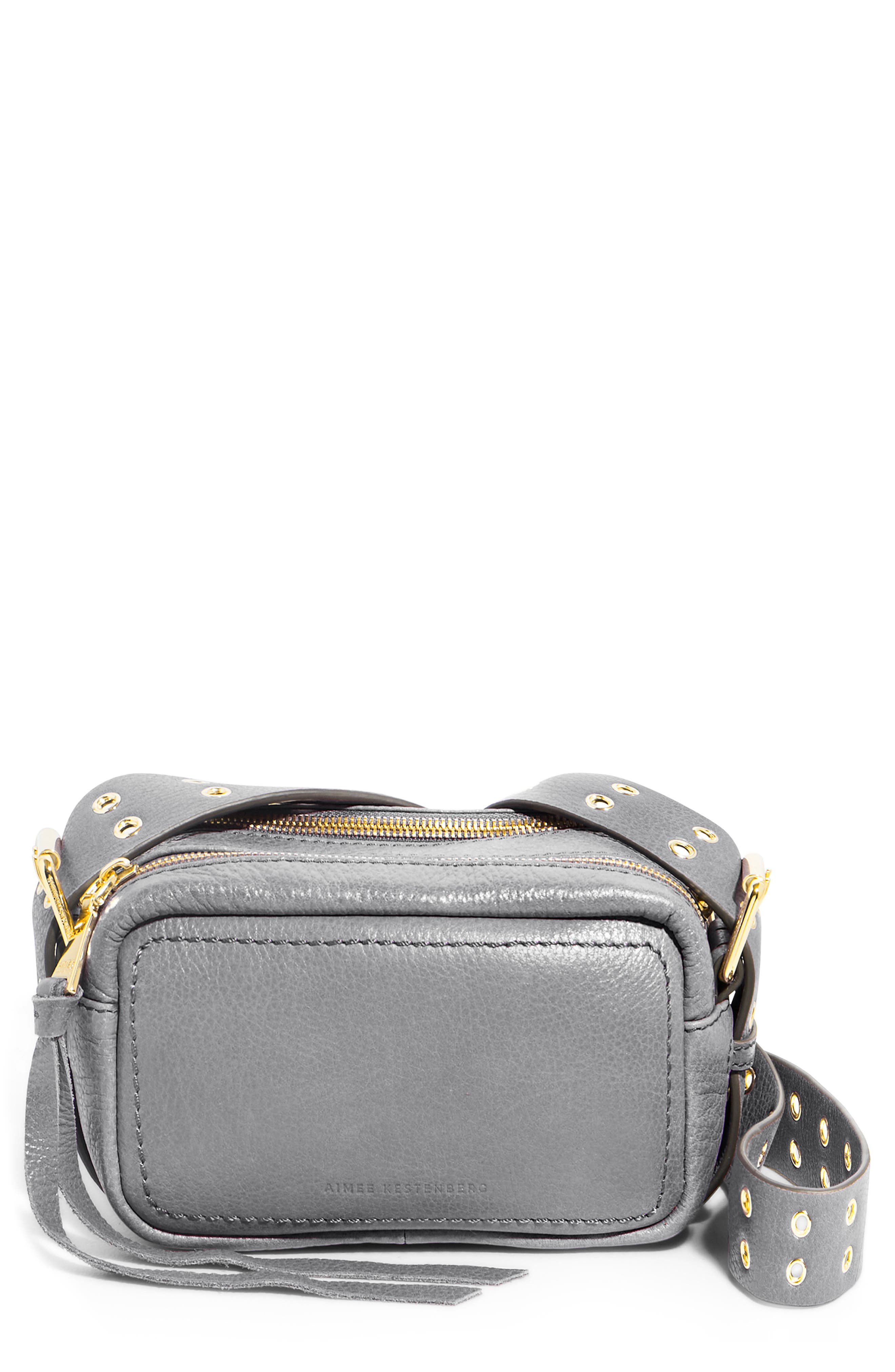Cooper Leather Crossbody Bag, Main, color, COOL GREY
