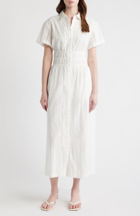 The Jamie Eyelet Nap Midi Shirtdress