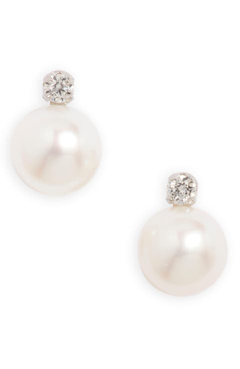Diamond & Freshwater Pearl Stud Earrings