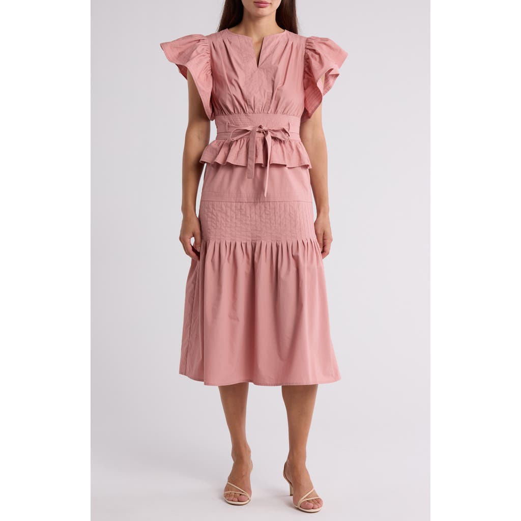 Aje WISHLIST Tiered Ruffle Midi Dress in Ash Rose at Nordstrom Rack, Size Small