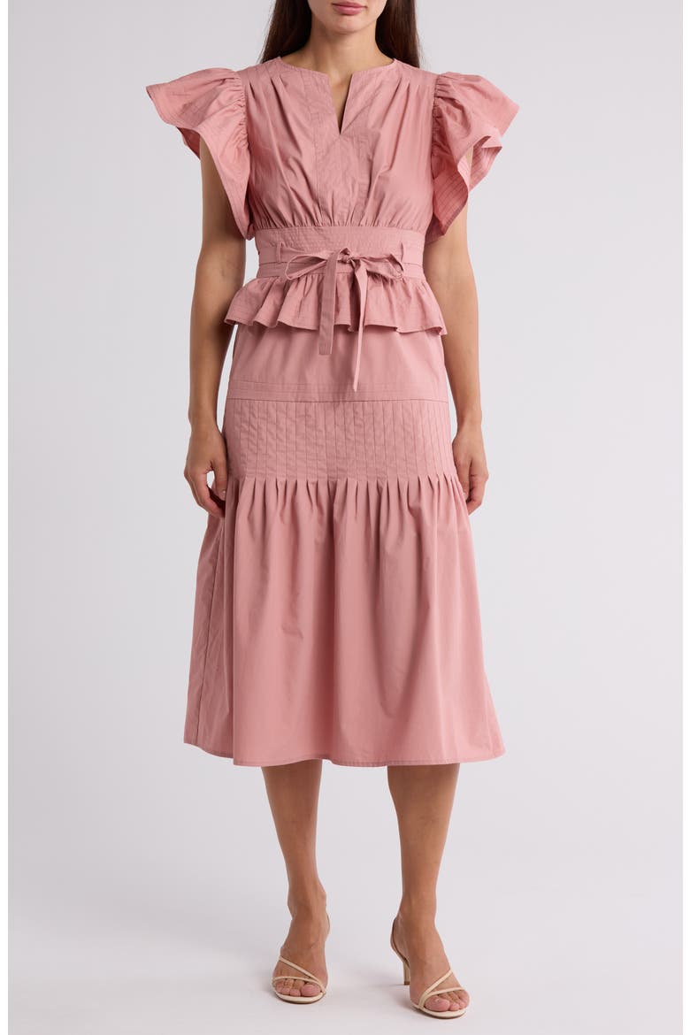 tiered ruffle midi dress Women's My Unique Perspective in White Model Wearing Size Small Color WISHLIST Tiered Ruffle Midi Dress