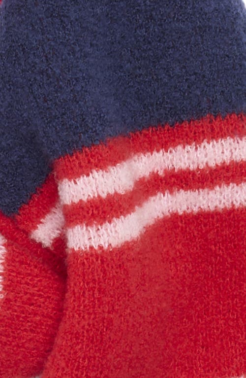 Damson Madder Bibi Stripe Skinny Wool Scarf In Red