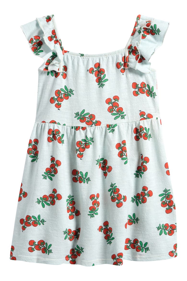 Kids' Juicy Tomatoes Print Organic Cotton Dress, Alternate, color, LIGHT BLUE