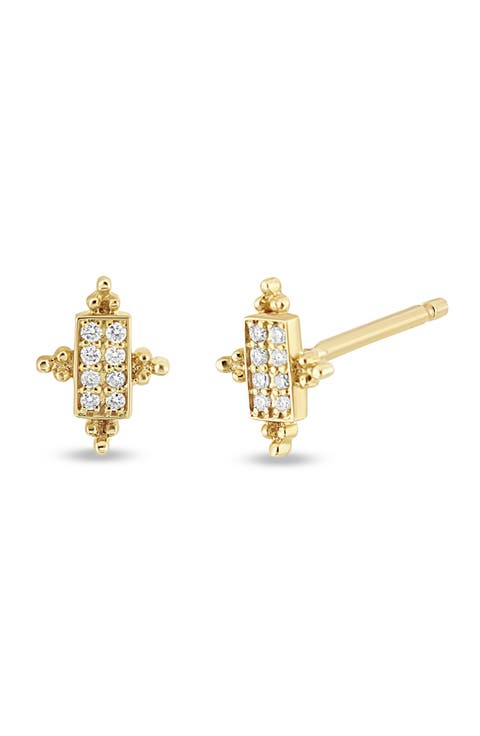 Icon 18K Yellow Gold Diamond Stud Earrings