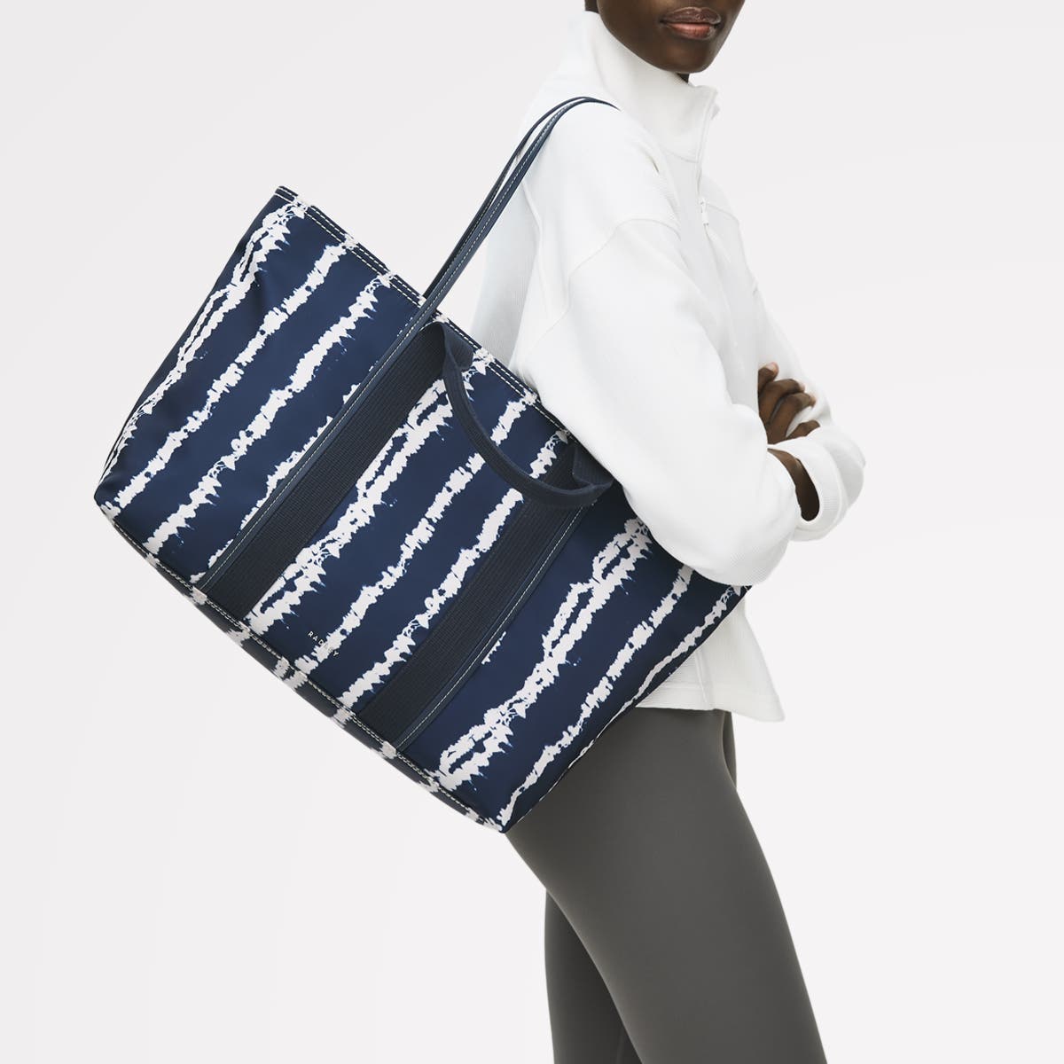 Radley Halley Row - Tie Dye Stripe Large Ziptop Tote Bag, Alternate, color, Naval