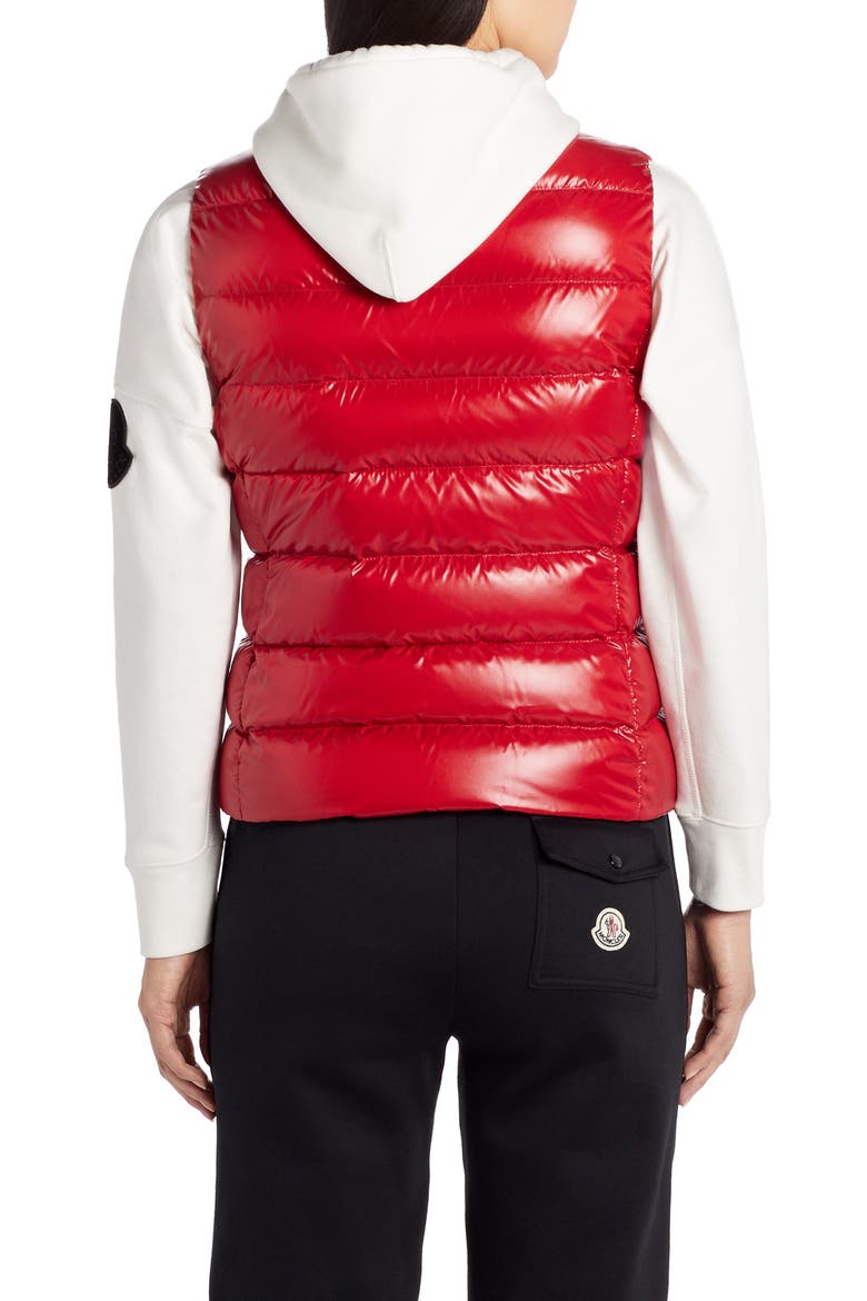 Ghany Short Shiny Nylon Down Vest, Alternate, color, RED