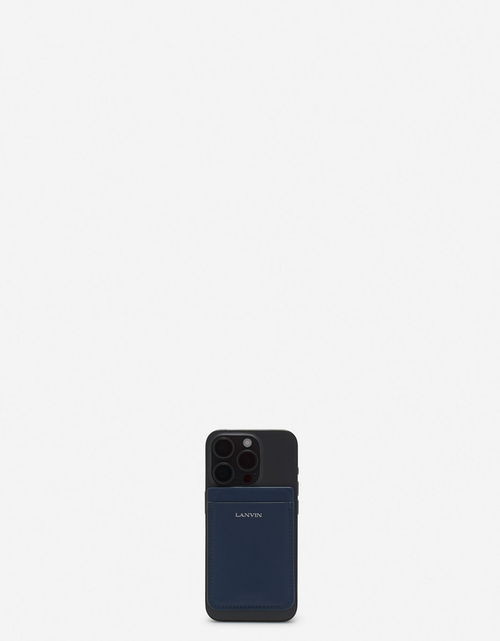 Lanvin Magnetic Leather Cardholder In Blue