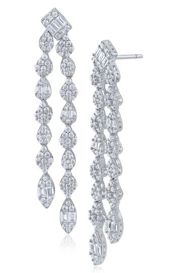Cz By Kenneth Jay Lane Cubic Zirconia Drop Earrings In Silver