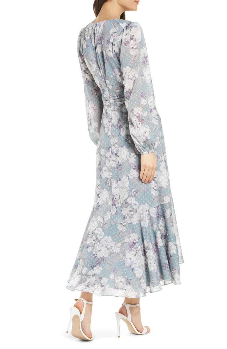 Ever New Floral Long Sleeve High/Low Midi Dress, Alternate, color,