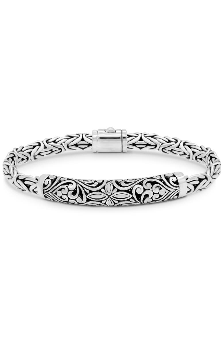 DEVATA Bali Filigree with Borobudur Oval 5mm Chain Bracelet in Sterling Silver, Main, color, Silver