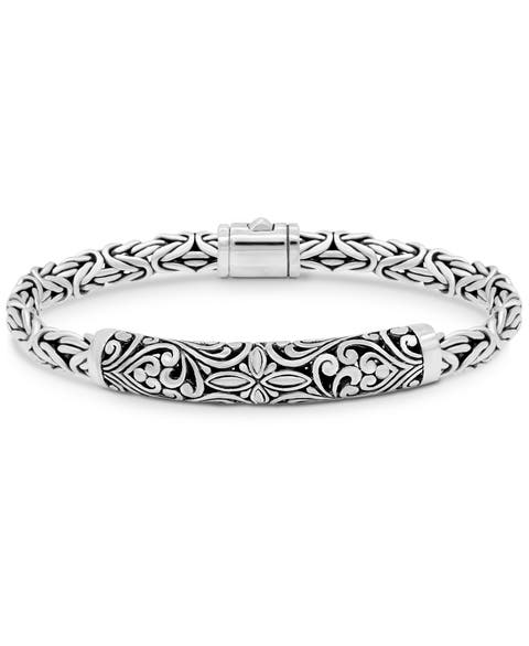 Bali Filigree with Borobudur Oval 5mm Chain Bracelet in Sterling Silver