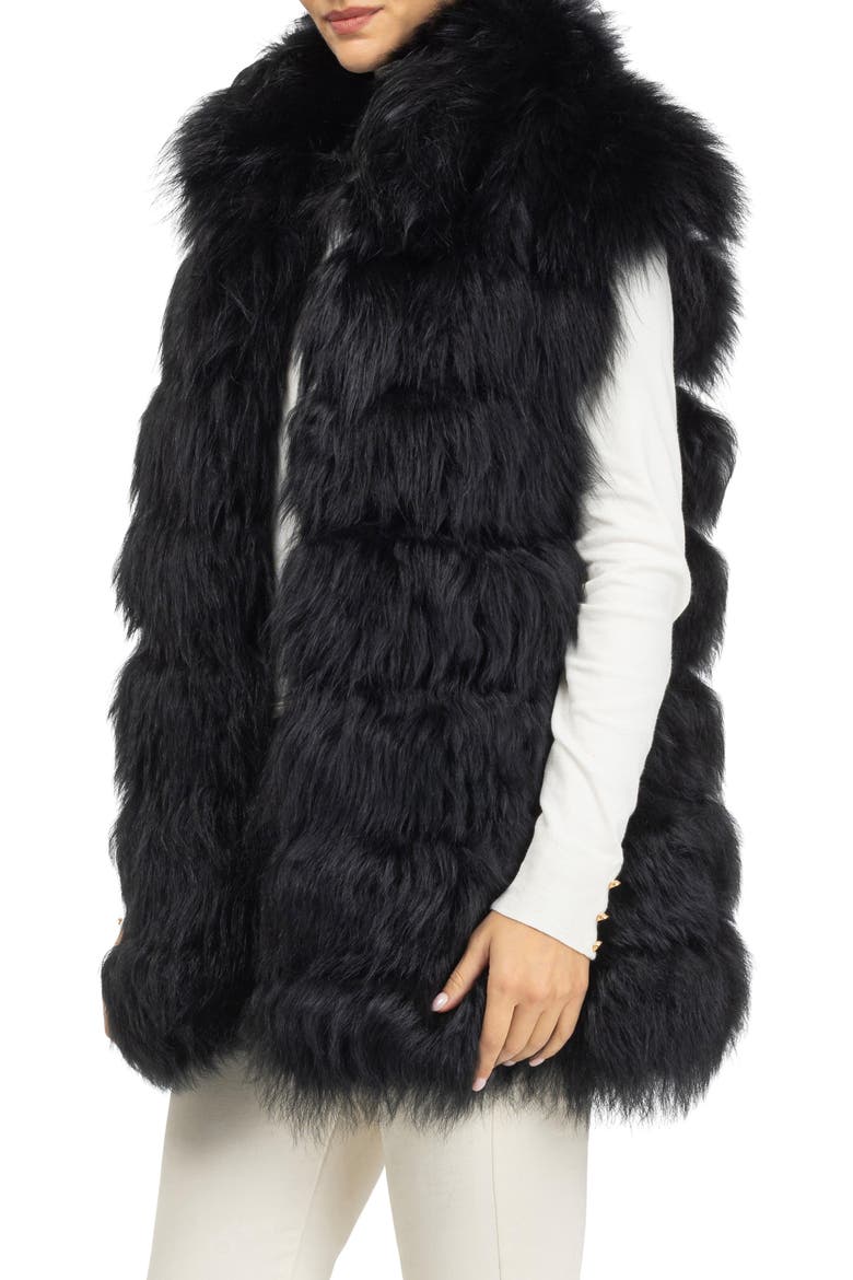 Genuine Shearling Vest, Alternate, color, BLACK