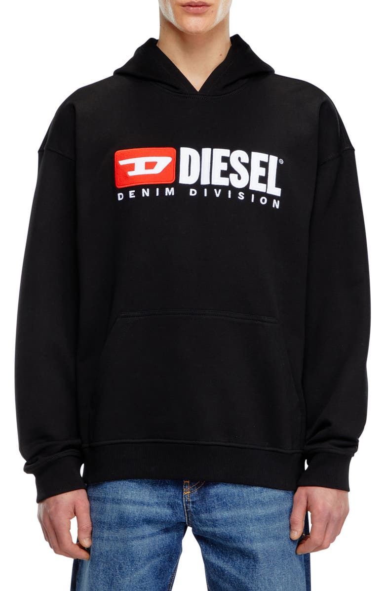 DIESEL<sup>®</sup> Logo Hooded Sweashirt, Main, color, Deep/ Black