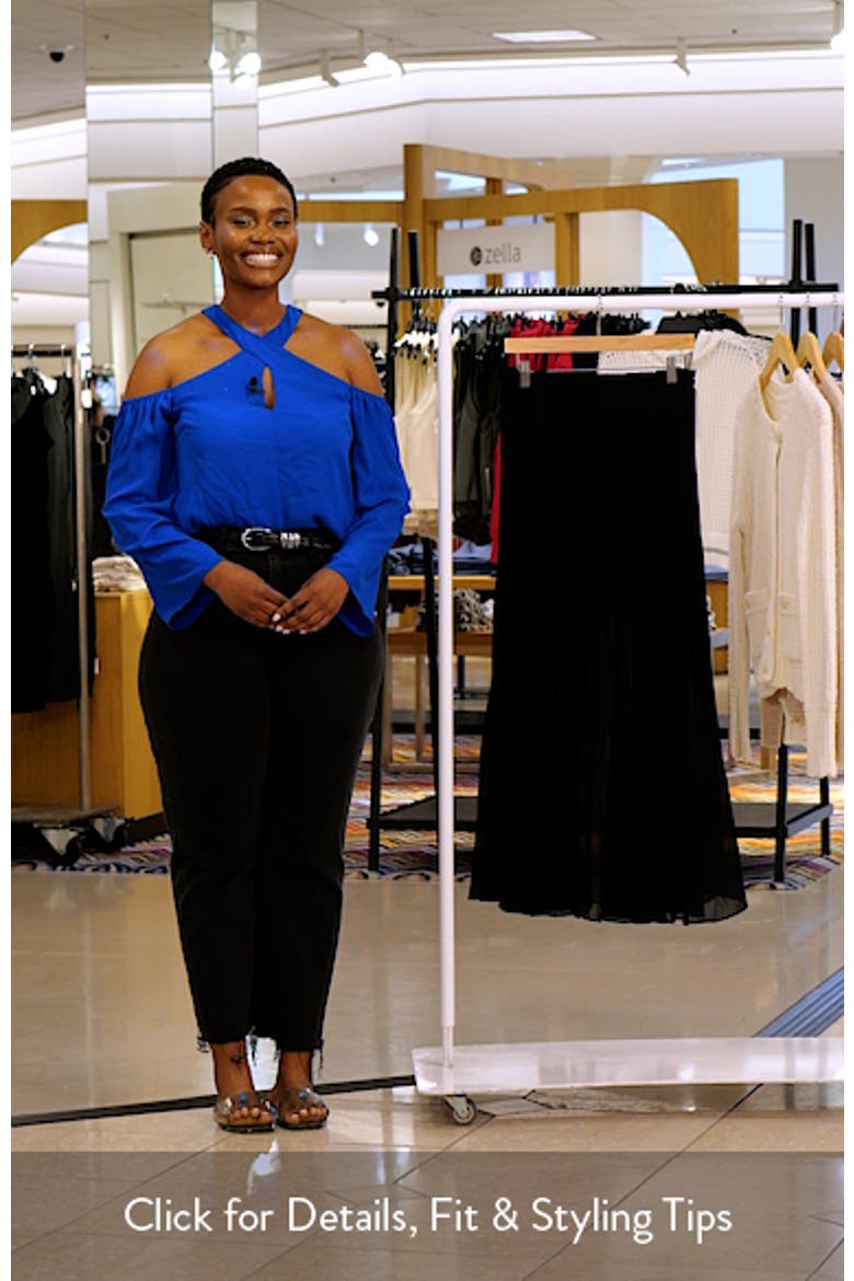 Pleated Semi Sheer Chiffon Midi Skirt video