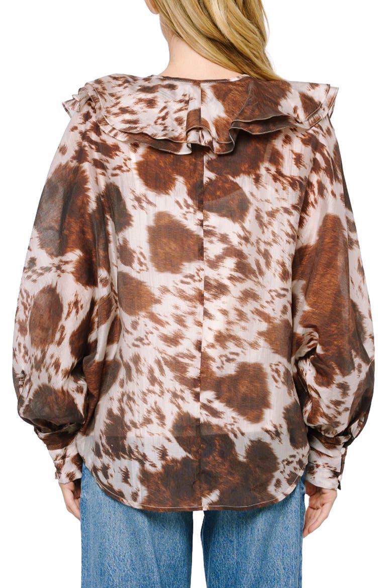 Sienna Animal Print Ruffle Top, Alternate, color, BROWN MULTI