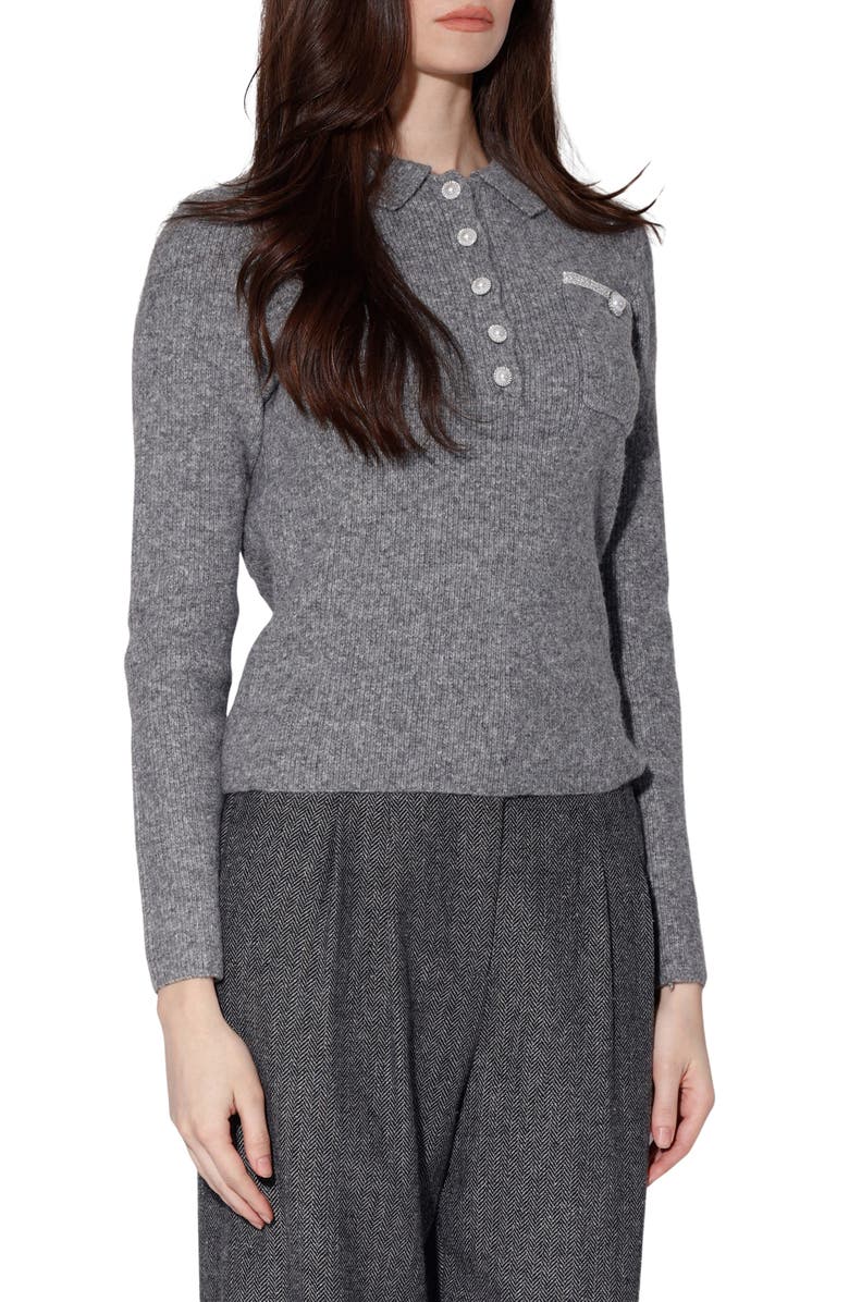 Walter Baker Barry Polo Sweater, Alternate, color, Heather Grey