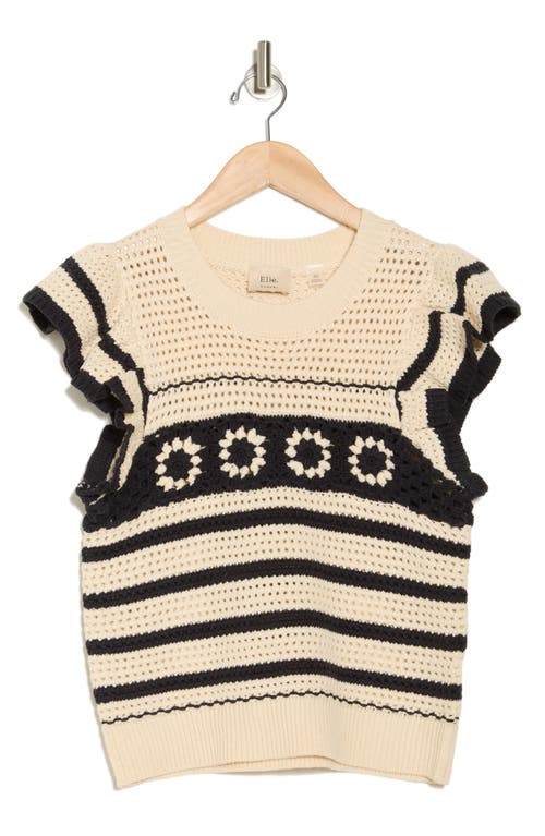 Elie Elie Tahari Open Stitch Flutter Sleeve Sweater In Multi