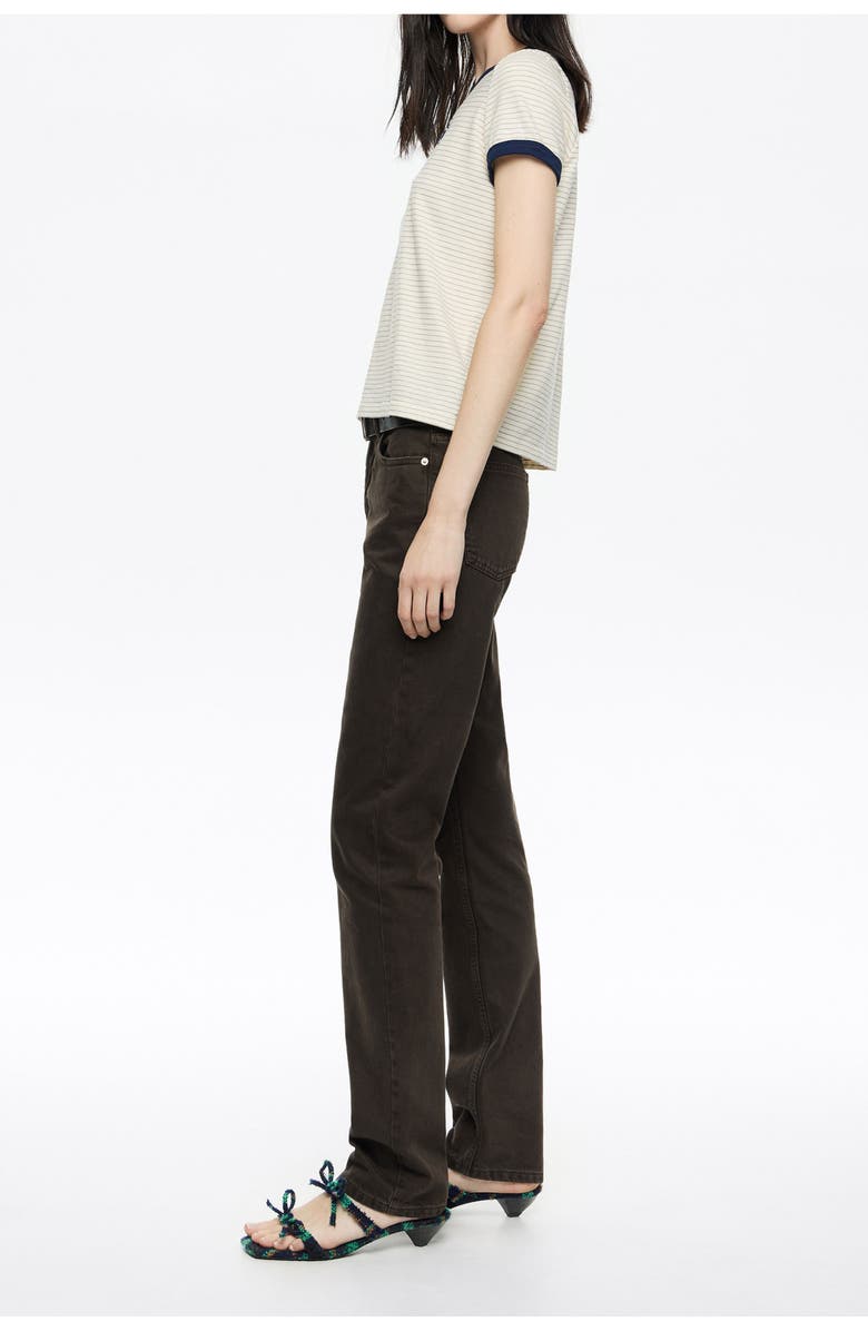 Bimba y Lola Denim Fitted Trousers, Alternate, color, Dark Brown