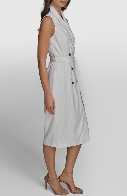 Donna Karan Double Breasted Sleeveless Dress In Cream/limestone