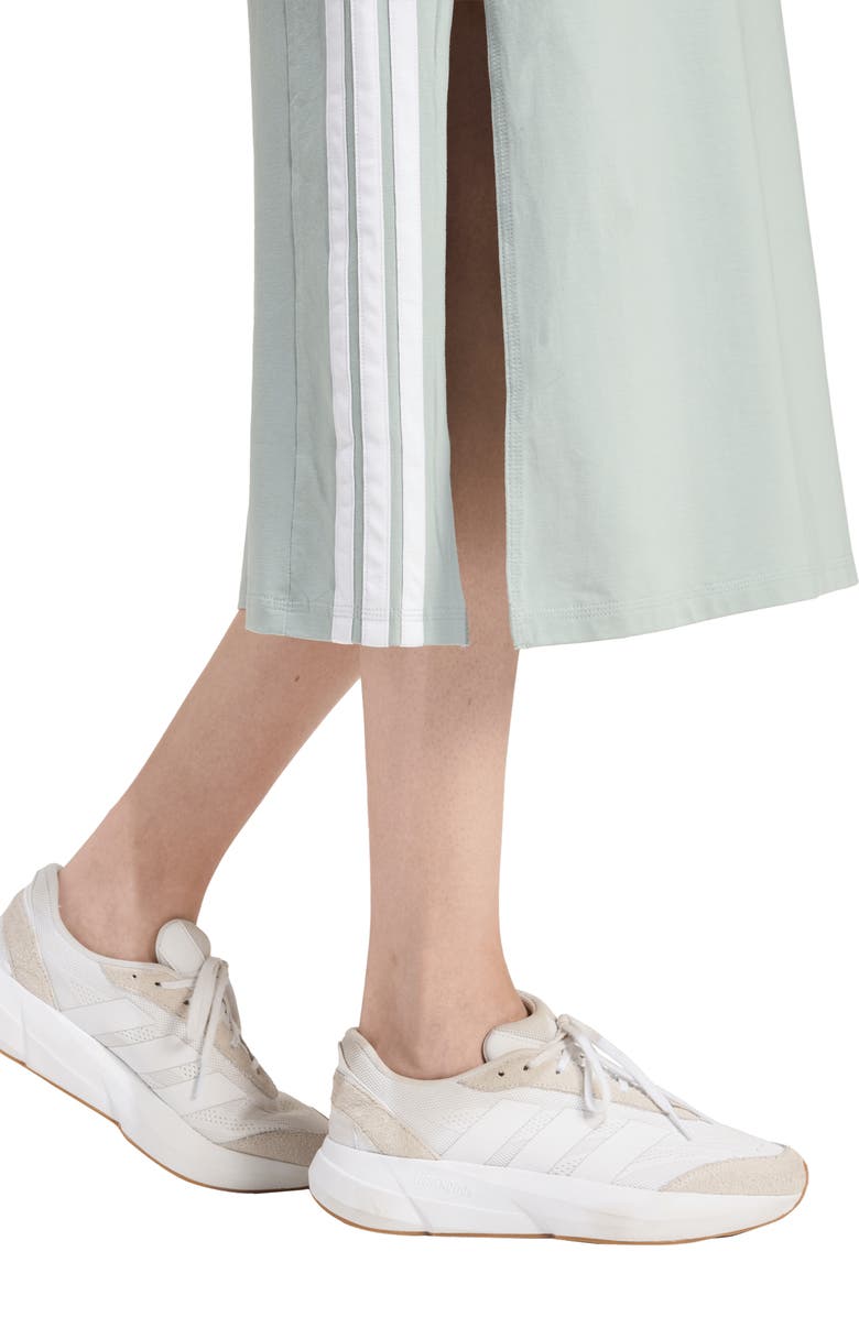 adidas Essentials 3-Stripes Racerback Midi Dress, Alternate, color, Wonder Sage/ White/