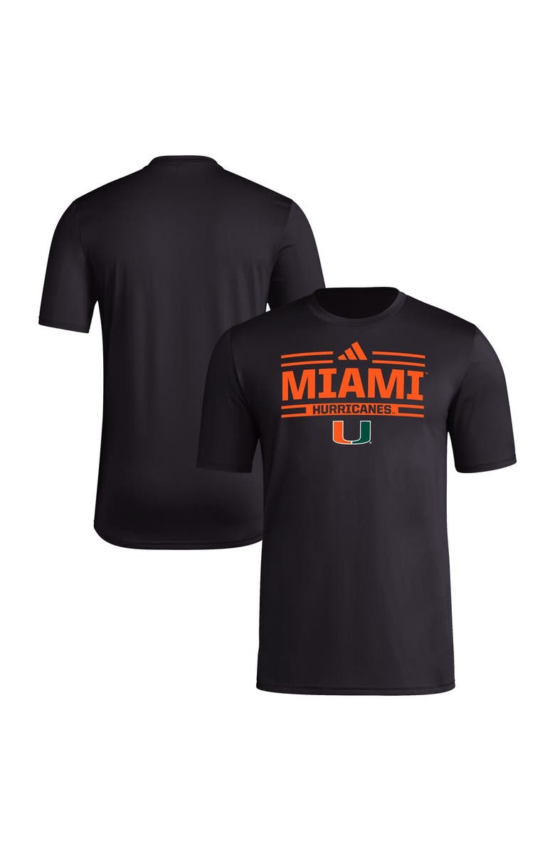 adidas Men's adidas Black Miami Hurricanes Strategy Pre-Game T-Shirt, Alternate, color, 