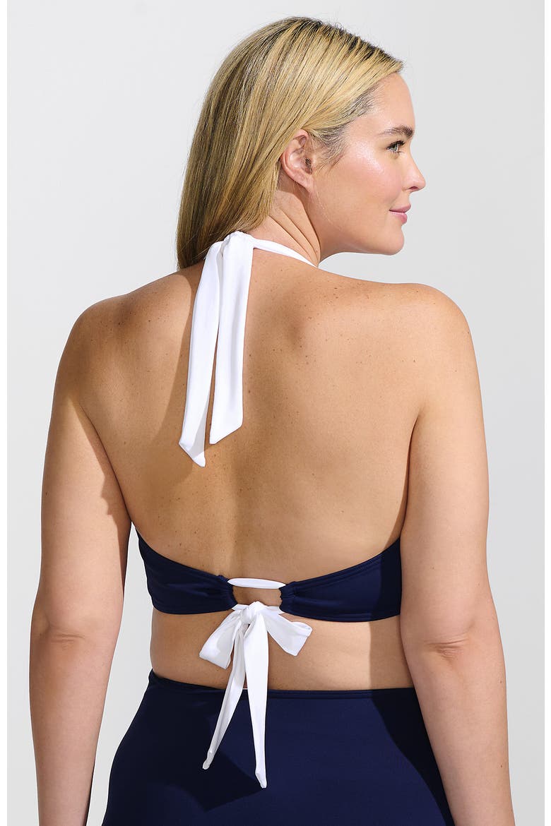 Seamed Halter Tankini Top, Alternate, color, Deep Sea Navy/White