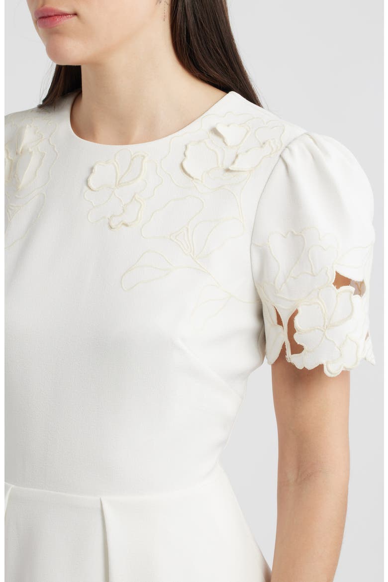 Floral Cutwork Crepe Dress, Alternate, color, IVORY