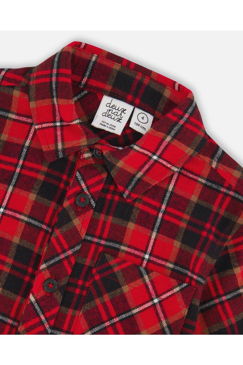 Little Boy's Long Sleeve Button Down Flannel Shirt Plaid Black And Red, Alternate, color, Red Plaid
