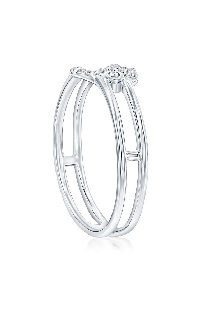 Open Heart Cubic Zirconia Ring, Alternate, color, SILVER