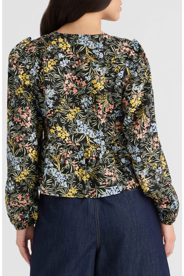 Tie Peplum Top, Alternate, color, BLACK SPRINGY FLORAL