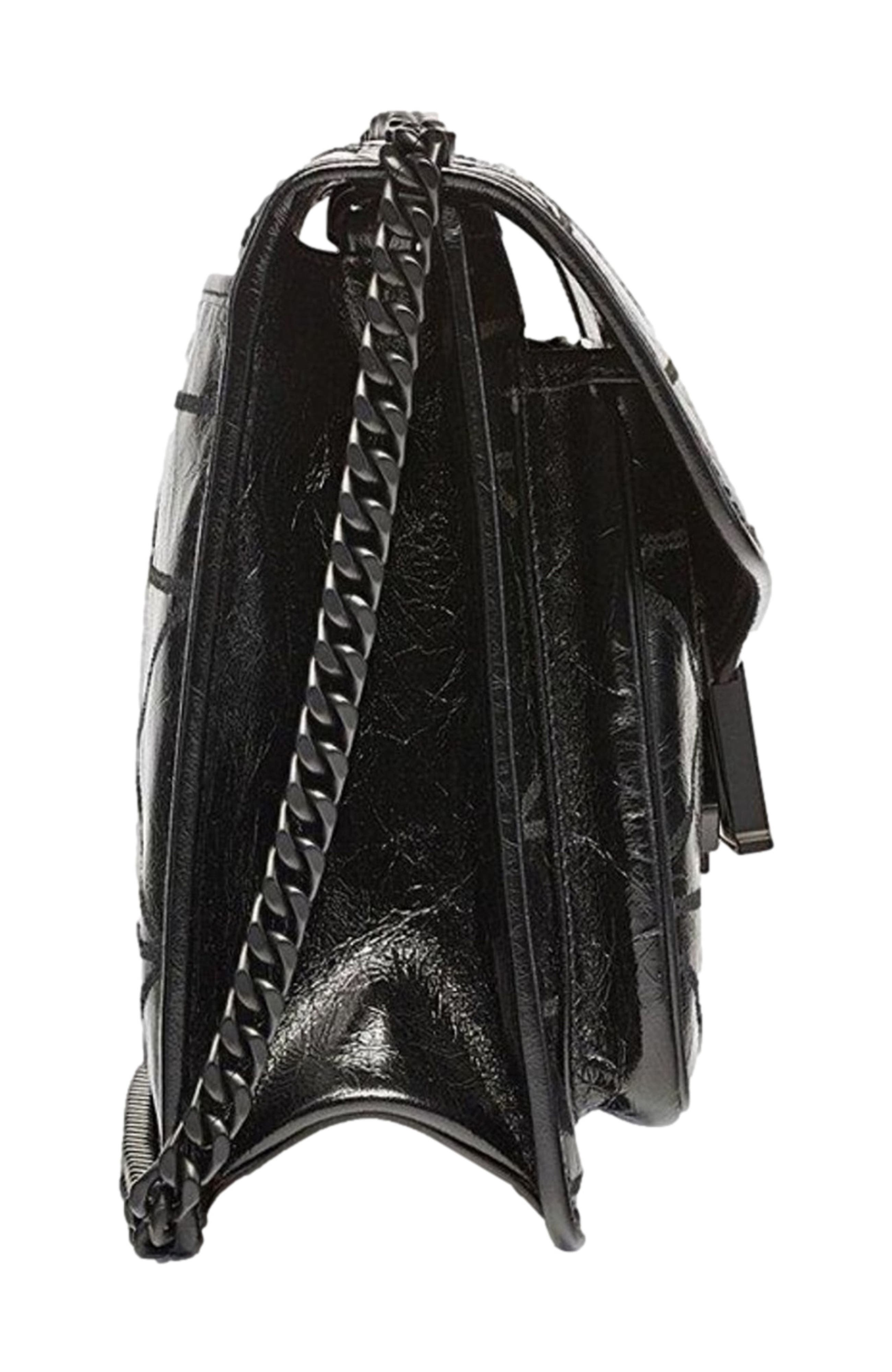 MCM Travia Quilted Shoulder Bag in Crushed Leather, Alternate, color, Black