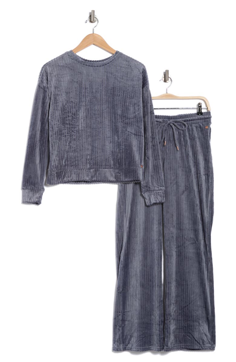 Danskin Ribbed Velour Long Sleeve Top & Pants Pajamas, Alternate, color,