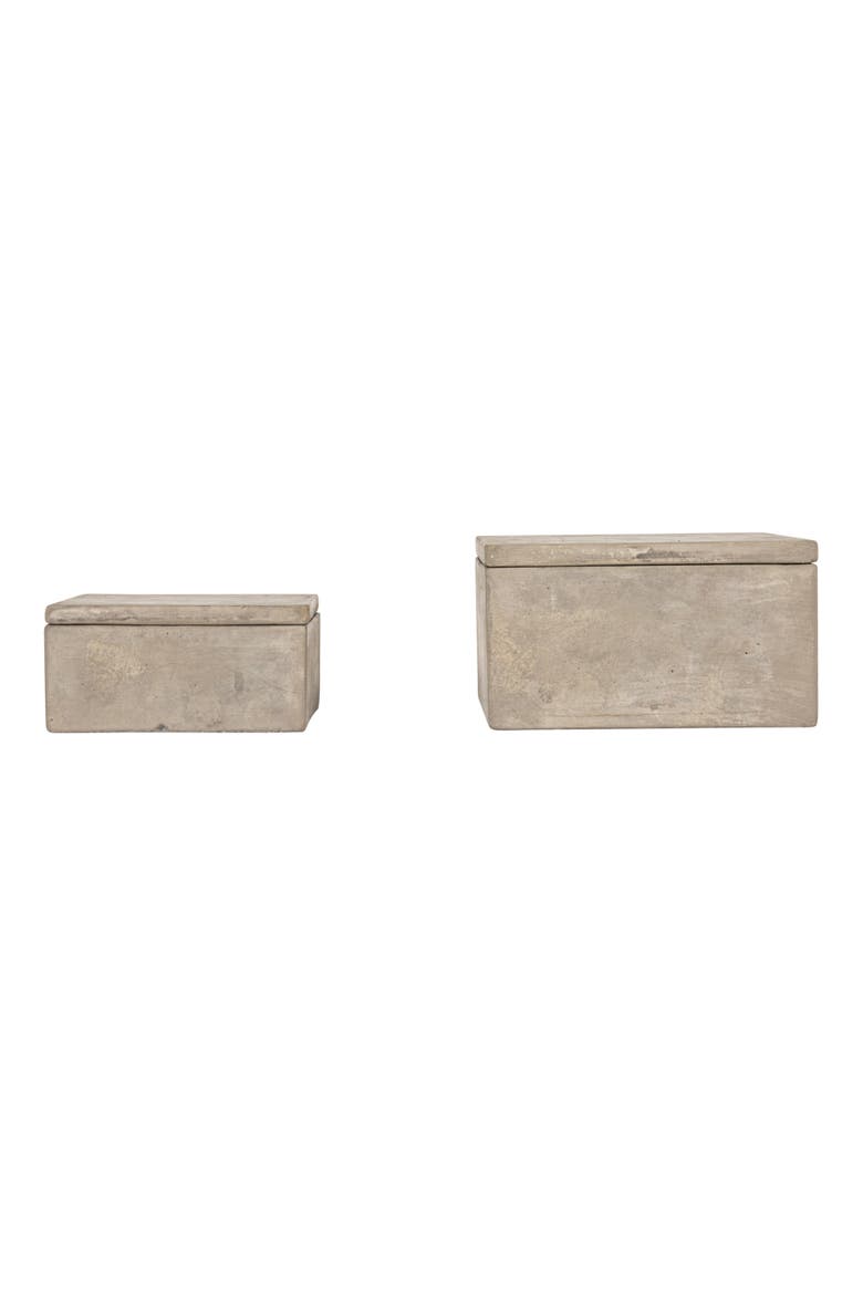 Contemporary Cement Boxes with Lids, Grey, Set of 2, Alternate, color, Grey