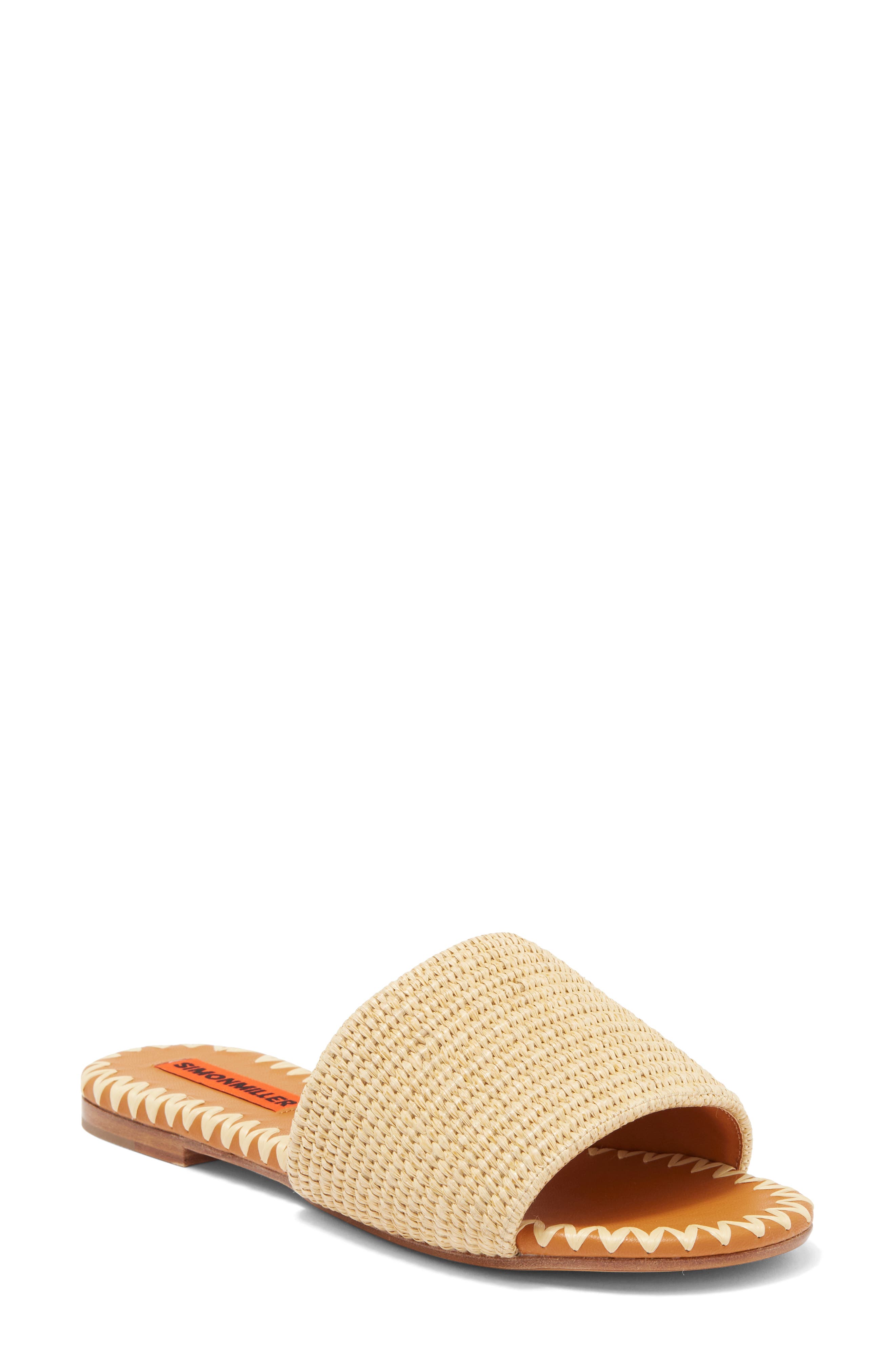 Salerno Raffia Slide Sandal, Main, color, NATURAL