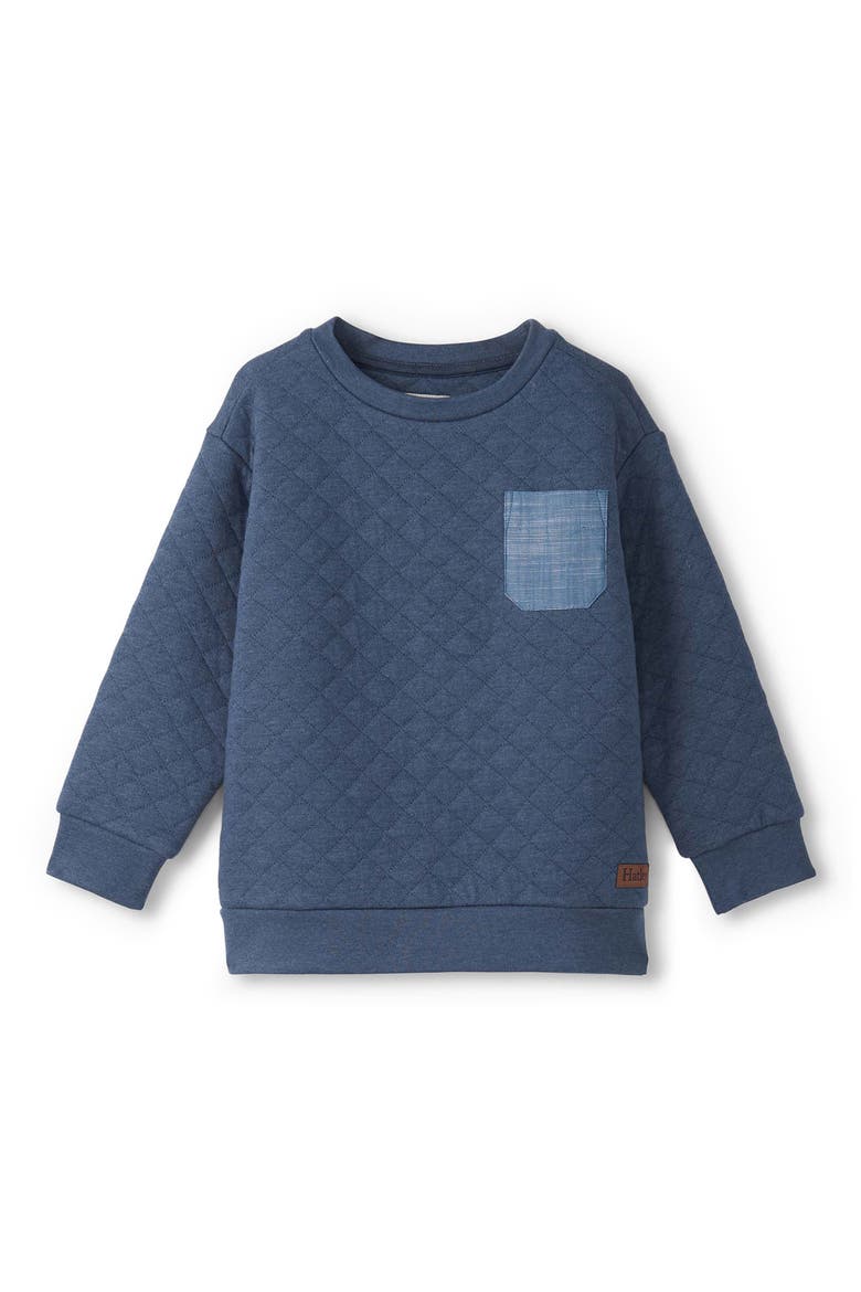 Kids' Ensign Blue Quilted Crewneck Sweatshirt, Main, color, BLUE