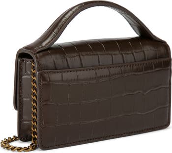 Extra Small Bond Croc Embossed Leather Top Handle Bag