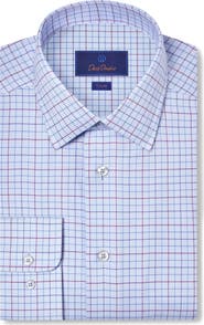 David Donahue Trim Fit Twill Check Dress Shirt