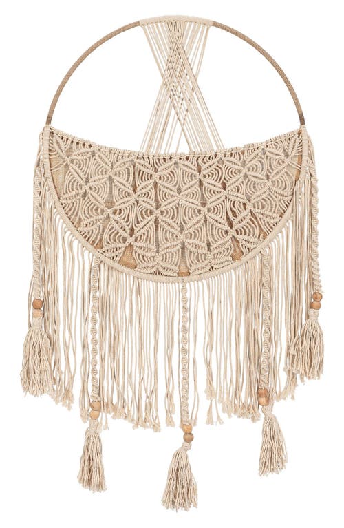 CRANE BABY Boho Cotton Macramé Toy Storage Hanging Basket in Beige at Nordstrom