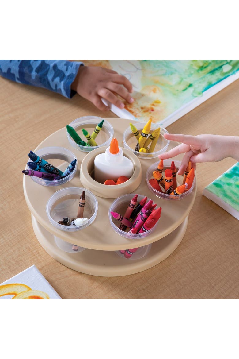 Spinning Tabletop Art Storage, Alternate, color, Beige
