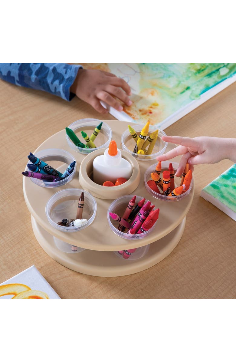 Kaplan Early Learning Company Spinning Tabletop Art Storage, Alternate, color, Beige