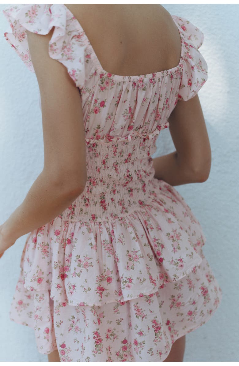 H&M Smocked-waist Dress, Alternate, color, Light Pink/Floral
