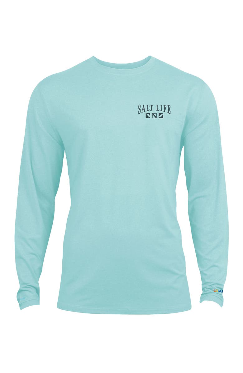 Salt Life Sea To Sea Long Sleeve Performance Tee, Main, color, Lt Aruba Heather