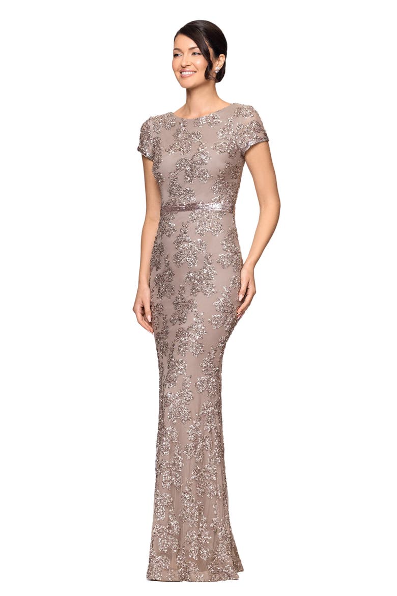 Sequin Column Dress, Alternate, color, TAUPE