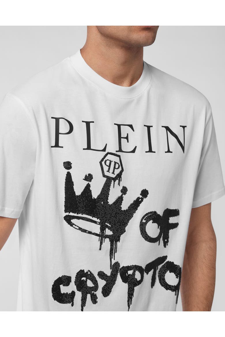 T-Shirt Round Neck Men, Alternate, color, white/black
