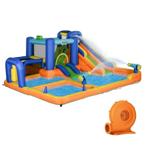 7 in 1 Water Slide with Slide, Pool, Climbing Wall