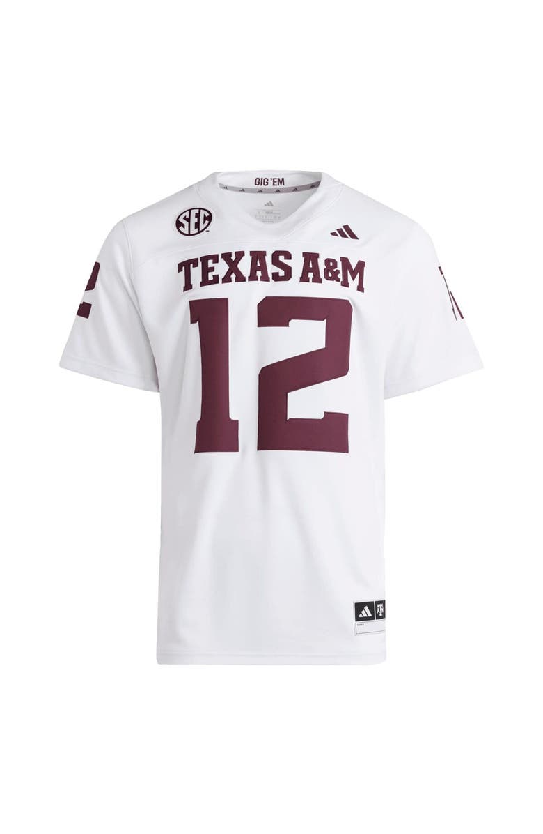 adidas Men's adidas #12 White Texas A&M Aggies Premier Jersey, Alternate, color, White