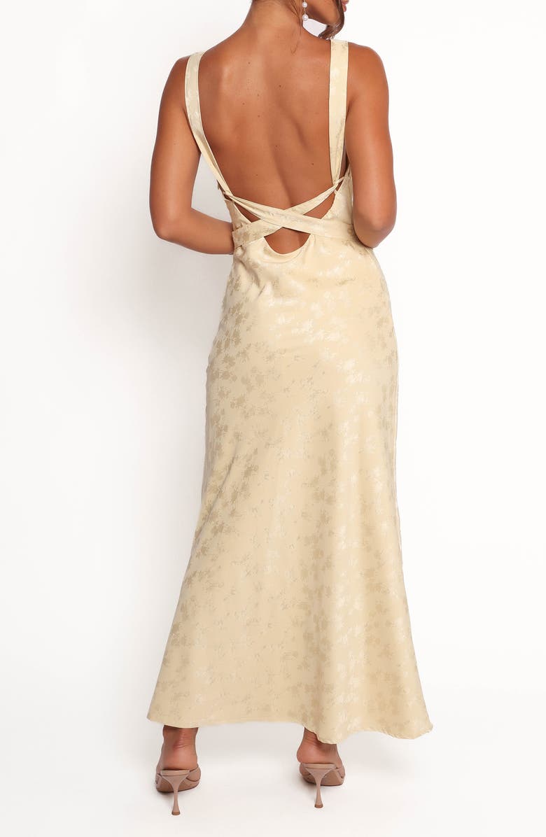 Petal & Pup Malie Floral Jacquard Open Back Maxi Dress, Alternate, color, Lemon